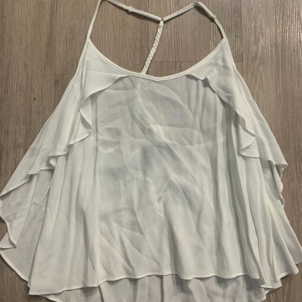 New With Tags Foreign Exchange White Flowy Tank Top With Tied Back